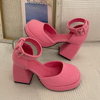 Women's Fashion Barbie Pink Chunky Heel Mary Jane 69348993S