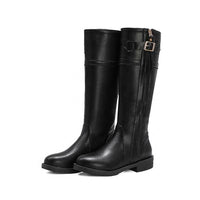 Women's Casual Fashion Belt Buckle Zipper Knee High Boots 97241305S