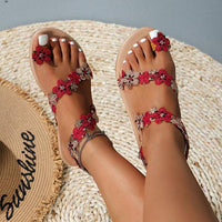 Women's Bohemian Floral Resort Flat Beach Sandals 30634687S