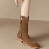 Women's Vintage Western Cowboy Short Boots with Fringe Detail 23830818C