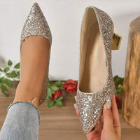 Women's Bridal Shoes with Crystal Sparkle – Bridesmaid Chunky Heel Single Shoe 27744638C