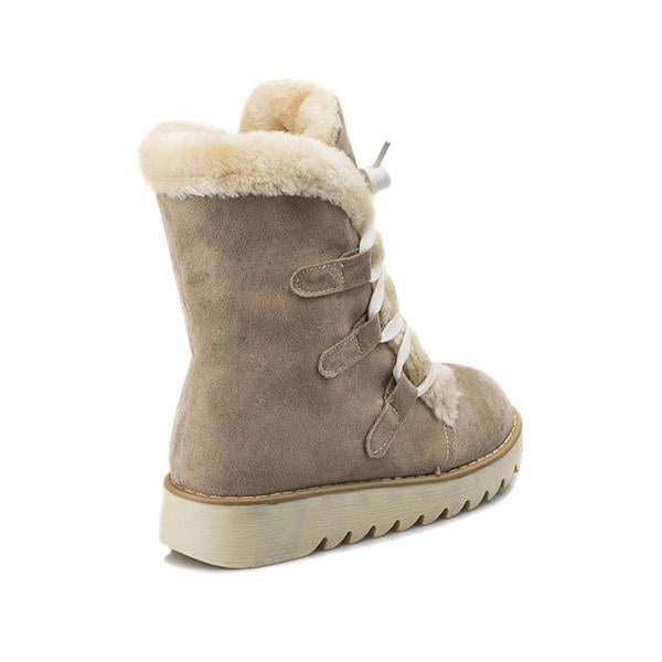 Women's Casual Plush Lace Up Thick Soled Snow Boots 59178905S