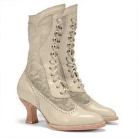 Women'S Lace Panel Mid Heel Boots 88628835C