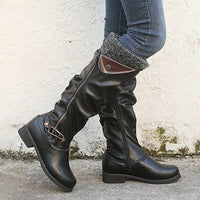 Women's Casual Knitted Buckle Zipper Rider Boots 21865099S