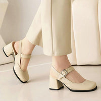 Women's Square Toe Block Heel Mary Jane Shoes 11269013C