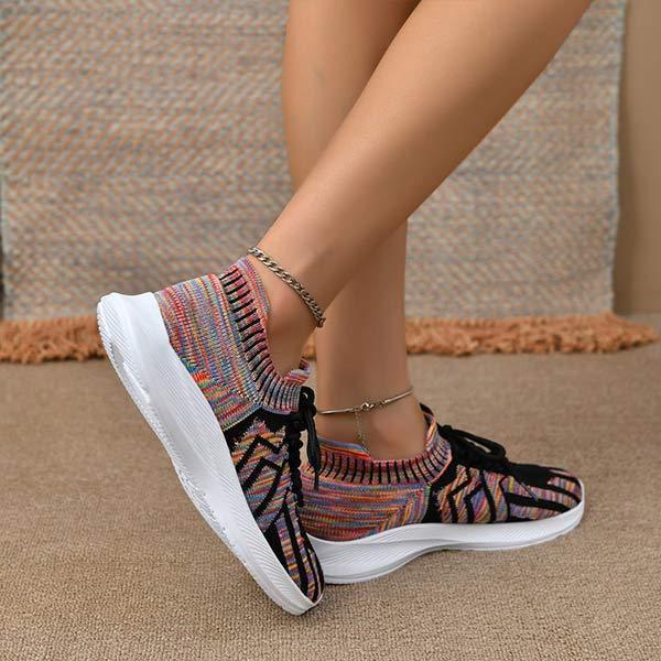 Women's Strap Flat Casual Woven Colorful Sneakers 14592719C