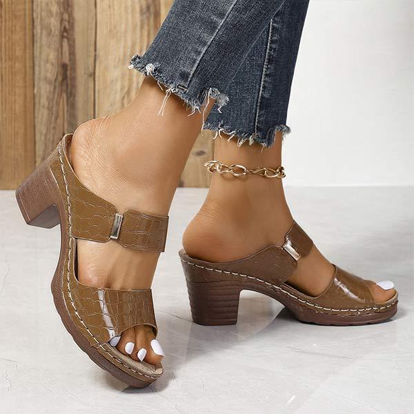 Women's Chunky Heel High Heel Slide Sandals 96966645C