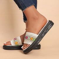 Women's Ethnic Style Platform Sandals with Flower Detail 80720485C