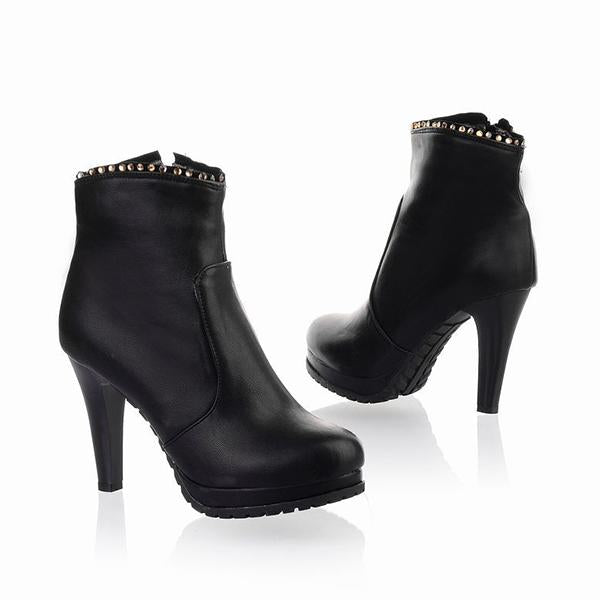 Women's Casual Rhinestone Stiletto Heel Knee Boots 01542558S