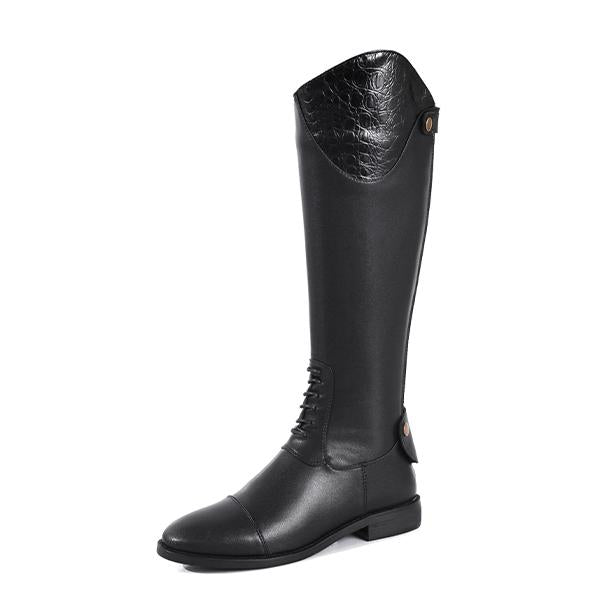 Women's Retro Low Heel Knee High Riding Boots Rider Boots 44447153S