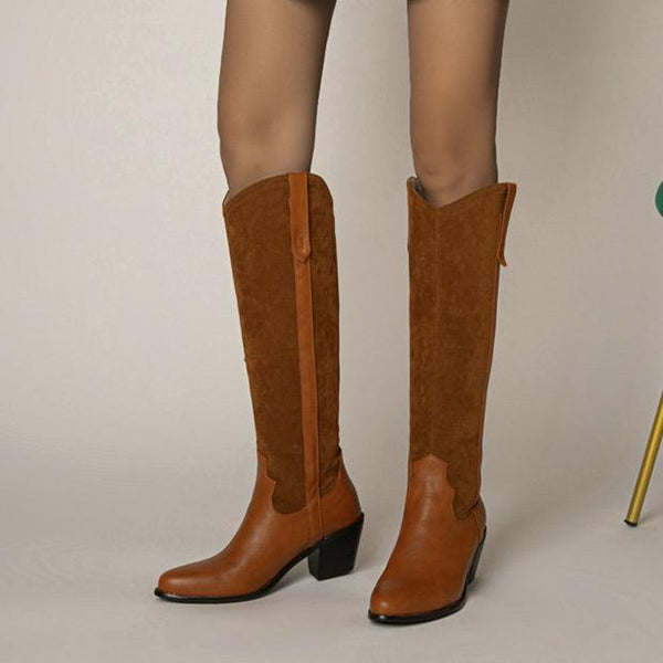 Women's Casual Block Heel Knee-High Western Boots 44763177S