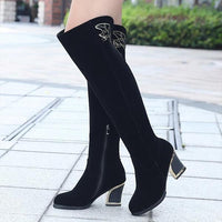 Women's Casual Simple Thick Heel Over-the-Knee Boots 08363257S