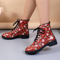 Women's Casual Christmas Printed Martin Boots 27293168S