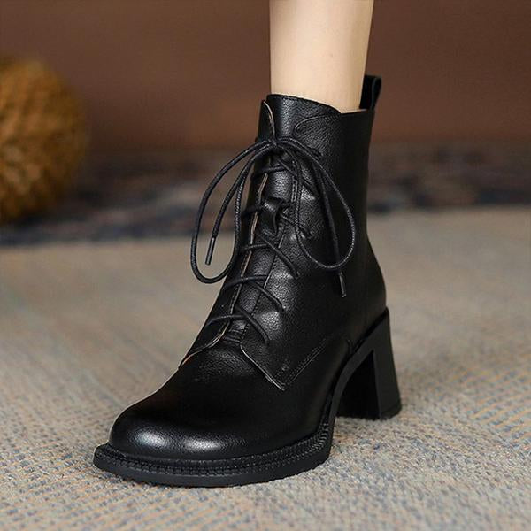 Women's Casual Lace-Up Chunk Heel Martin Boots 78821061S