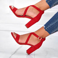 Women's Fashion Cross Strap Chunky Heel Sandals 75686175C