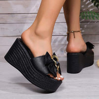 Women's Platform Slide Sandals with Bow Detail 75248871C