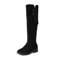 Women's Casual Plush Fringed Flat Over-the-Knee Boots 59838575S