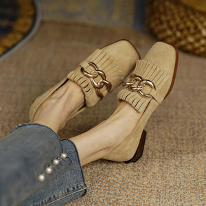 Women's Retro Tassel Chain Casual Beanie Shoes 82971901S