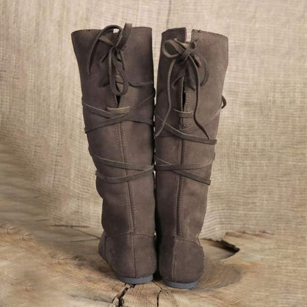 Women's Retro Flat Lace-Up Boots 80791956C