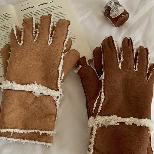 Women's Vintage Warm Plush Suede Gloves 45903119S