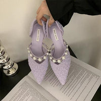 Women's Fashionable Pointed Toe Pearl Pumps 90140400S