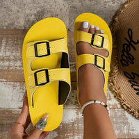 Women's Casual Couple Double Buckle Beach Slippers 04094266S