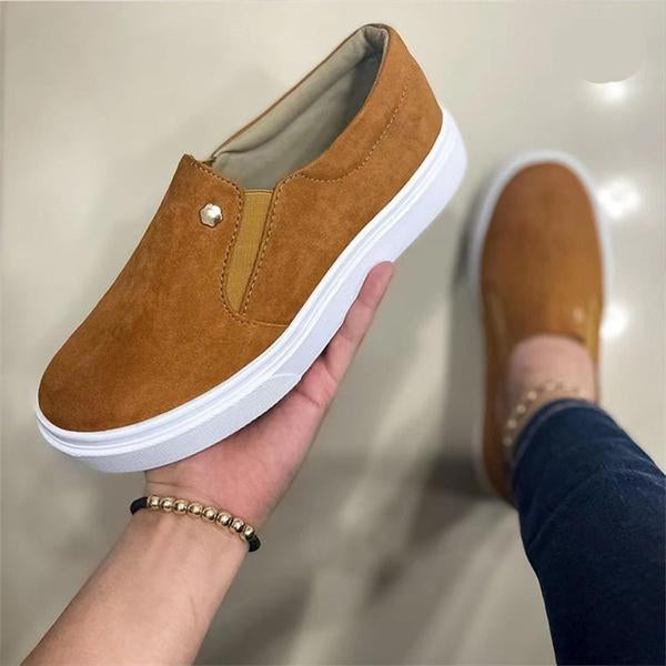 Women's Casual Round Toe Elastic Solid Color Flat Shoes 09638001S
