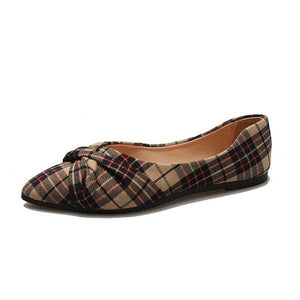 Women's Casual Plaid Pearl Pointed Toe Slip-On Flats 38569047S