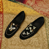 Women's Retro Embroidered Bee Slip-On Loafers 59068607S
