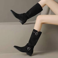 Women's Pointed-Toe Chunky Heel Belted Ankle Boots 28011867C