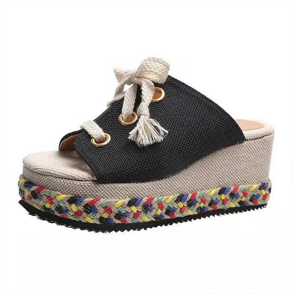 Women's Casual Cloth Woven Platform Slippers 03045486S
