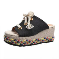 Women's Casual Cloth Woven Platform Slippers 03045486S