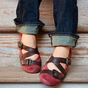 Women's Flat Low-Cut Buckle Strap Casual Shoes 45255689C