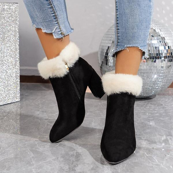 Women's Fashionable Suede Chunky Heel Short Boots 21111694S