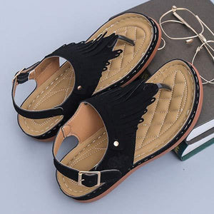 Women's Tassel Platform Casual Peep-Toe Sandals with Wedge Heel 46781761C