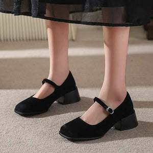 Womens' Square Toe Chunky Heel Mary Jane Shoes 84180100C