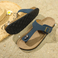 Women's Casual Buckled Decorated Flat Beach Flip-Flops 16727347S