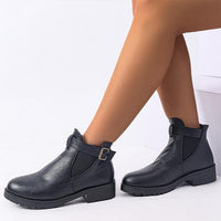 Women's Casual Belt Buckle Chunk Heel Short Boots 05087994S