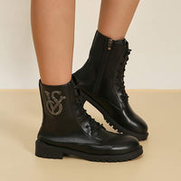Women's Side-Zip Rhinestone Short Ankle Boots 88475112C