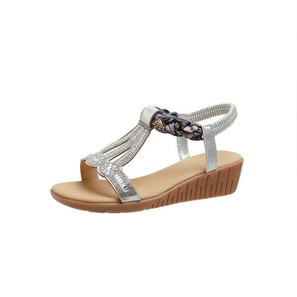 Bohemian Rhinestone Wedge Sandals for Women 79912685C