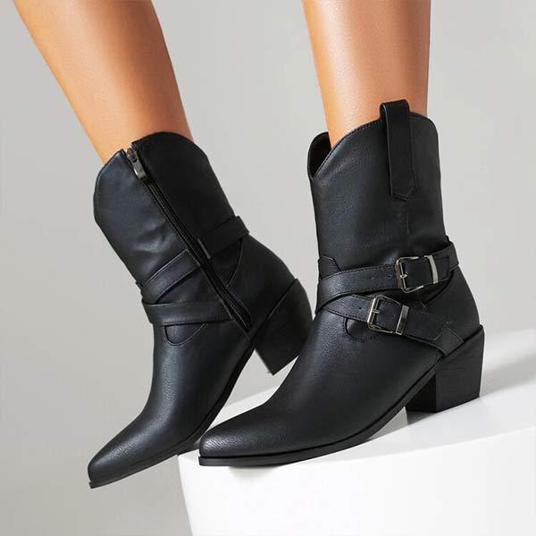 Women's Square-Heel Buckle Ankle Boots 86266604C
