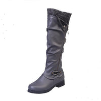 Women's Casual Knitted Buckle Zipper Rider Boots 21865099S