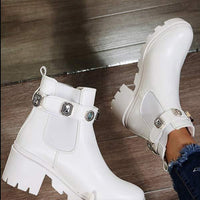 Women's Short Shaft Square Heel Fashion Boots 18523014C
