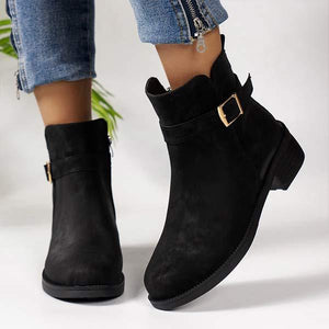 Women's Chunky Heel Short Boots with Belt Detail 36334351C