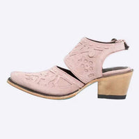 Women's Fashion Embroidered Square Toe Chunky Heel Backless Sandals 95982363C