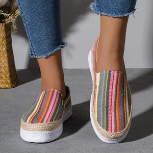 Women's Fashionable Striped Thick-Soled Canvas Shoes 97812206S