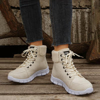 Women's Casual Plush Cuffed Lace Up Boots 78198407S