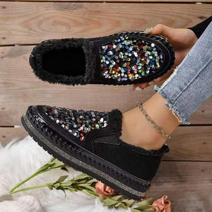 Women's Fashionable Sequined Slip-On Platform Shoes 21622772S