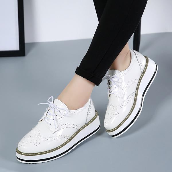 Women's Casual Engraved Platform Lace-up Brogues 28665080S