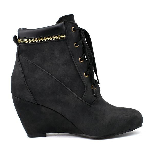 Women's Casual Suede Wedge Lace-Up Ankle Boots 41842459S